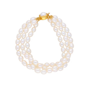 3 Line White Pearl Bracelet