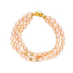 3 Line Oval Pink Pearl Bracelet