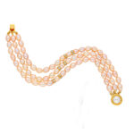 3 Line Oval Pink Pearl Bracelet