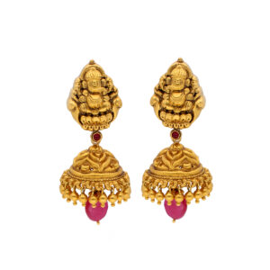 22KT Jhumkas Style Religious Gold Earrings