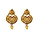 22KT Nakshi Chandbali Gold Earrings