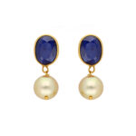 22KT Studd With Hanging Style Contemporary Gold Earrings