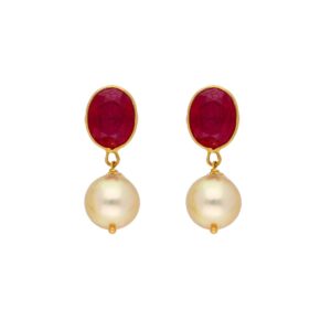 22KT Gold Drop With Rubies Earrings