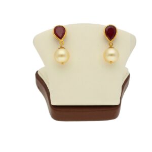22KT Gold With Ruby Drop Earrings