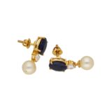 22KT Studd With Hanging Style Handcrafted Gold Earrings