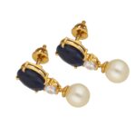 22KT Studd With Hanging Style Handcrafted Gold Earrings