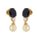 22KT Studd With Hanging Style Handcrafted Gold Earrings