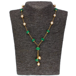 22KT Kharbuja Cut Beryl Emerald Gold Chain