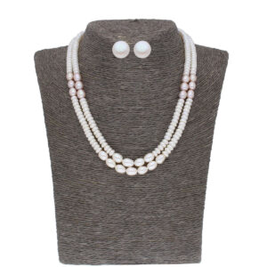 Abeni 2 Lines Oval, Button Pearl Set