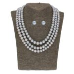 Rose 3 Lines Round Pearl Set