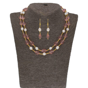 Pink Stone Pearl Necklace