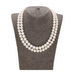 White 2 Lines Round Pearl Necklace