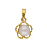 92.5 Sterling Silver Flower Light Weight Pearl Pendant