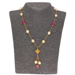 22KT Gold Ruby Southsea Pearls Chain