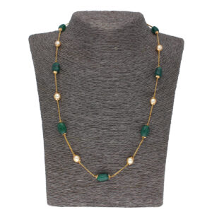 22KT Gold Emerald Southsea Pearls Chain