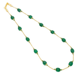 22KT (916) Emerald Pearls Gold Chain