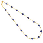 22KT (916) Blue Sapphire Pearls Gold Chain