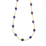 22KT (916) Blue Sapphire Pearls Gold Chain
