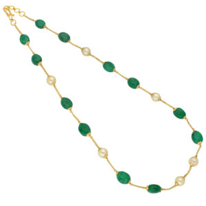 Daisy Emerald With Pearl Gold Chain