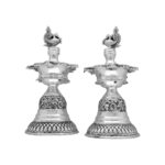 379 Grams Antique Peacock Silver Diya