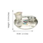 168 Grams Mickey Mouse Design Silver Thali Set