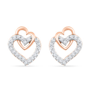 18kt Rose Gold Heart in Heart Diamond Earrings