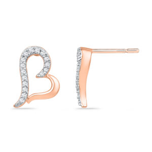 18kt Rose Gold Heart Shaped Diamond Earrings
