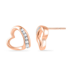 18kt Rose Gold Enchanting Heart Diamond Earrings