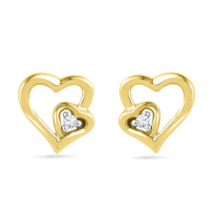 18kt Diamond Heart In Heart Earring