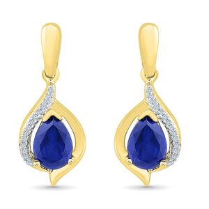 Lovely Blue Sapphire Ear Hangings