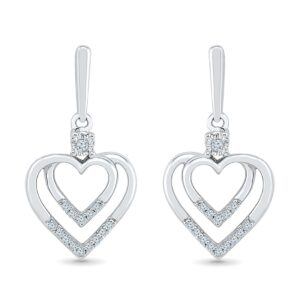 0.16 Carat Heart In Heart Diamond Earrings