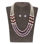 Kavya 3 Lines Round Pearl Necklace Set