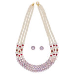 Kavya 3 Lines Round Pearl Necklace Set