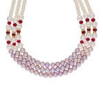 Kavya 3 Lines Round Pearl Necklace Set