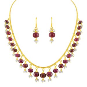 22k (916) Ruby Drop Gold Chain Set