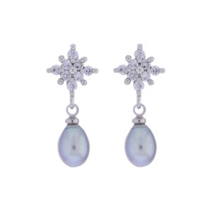 Grey Pearl Drop Earrings
