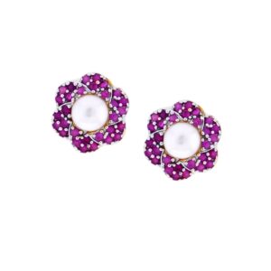 Red Lotus Pearls Earrings