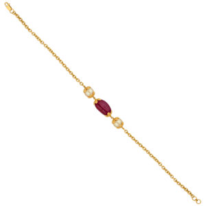 22kt Gold Ruby Fresh Water Pearl Bracelet