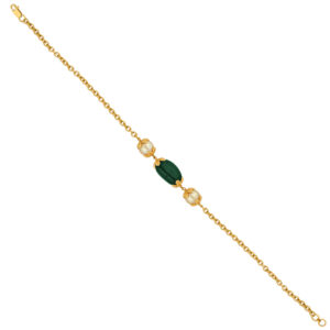 22kt Gold Emerald Fresh Water Pearl Bracelet
