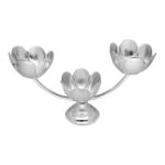 Floral Silver 3 Diya Stand