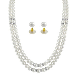White 2 Line Pearl Necklace