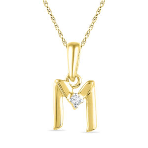 18 kt Gold Alphabet M Diamond Pendent
