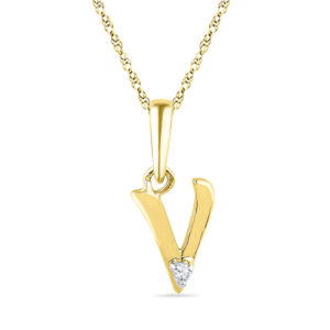 18 kt Gold Alphabet V Diamond Pendent