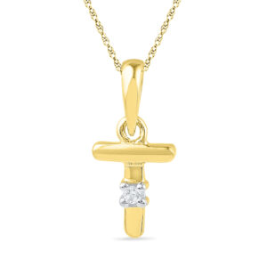 18 kt Gold Alphabet T Diamond Pendent
