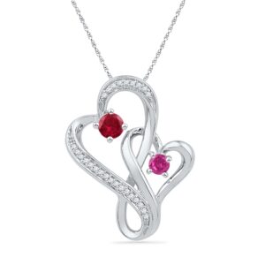 18 Kt Gold Two Hearts Diamond Pendant