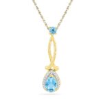 18 kt Gold Blue Topaz Diamond Pendant