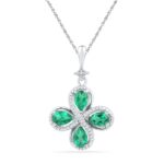 Four Emerald Diamond Pendant