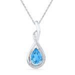 925 Blue Topaz Diamond Pendant