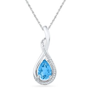 925 Blue Topaz Diamond Pendant