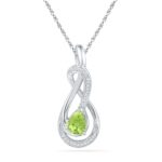 Peridot With Sterling Silver Diamond Pendant